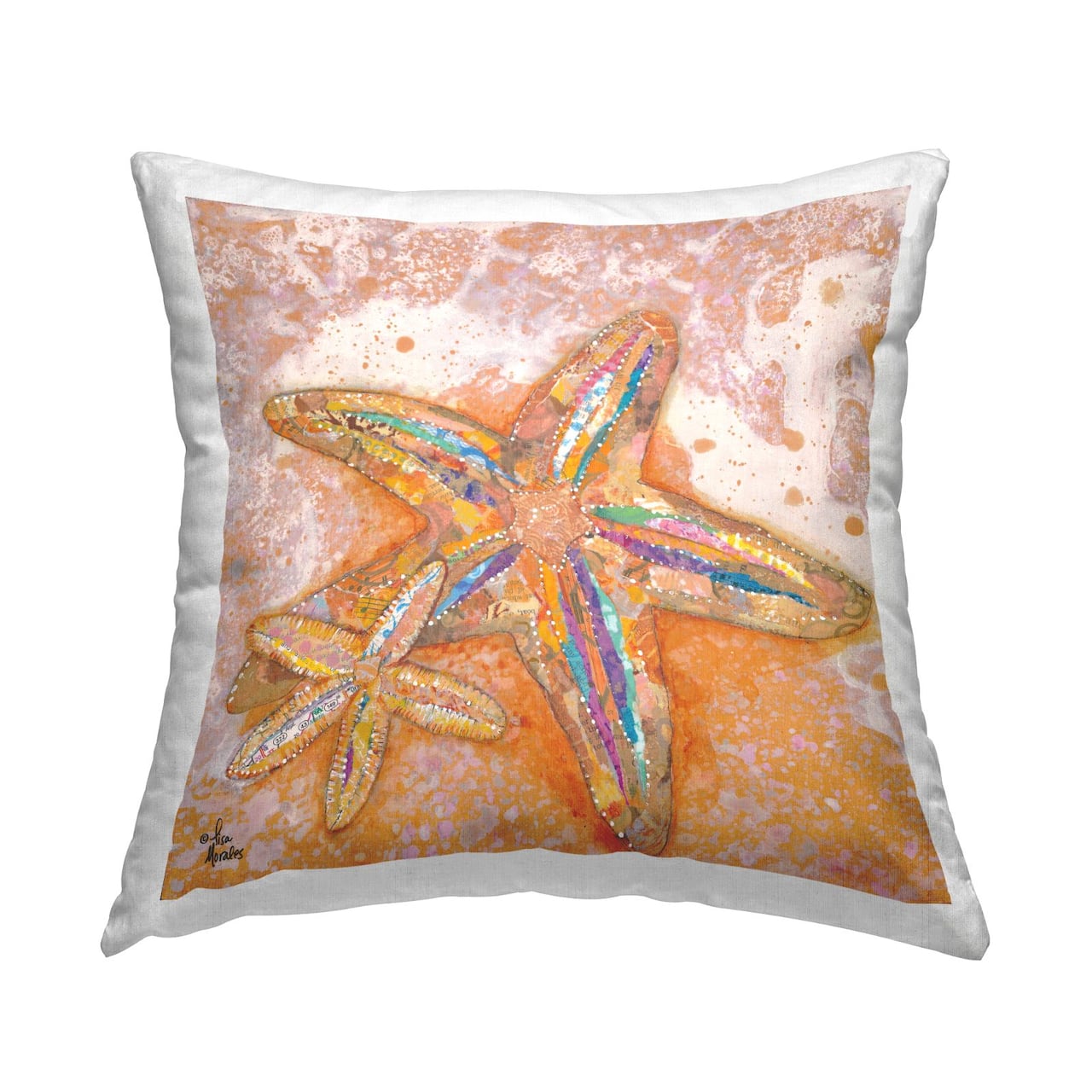 Stupell Industries Starfish Beach Shore Nautical Animal Throw Pillow, 18" x 18"